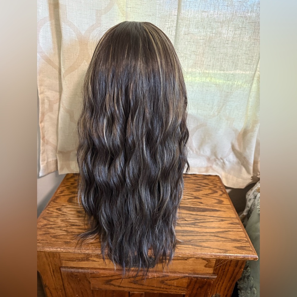 Claire Mono Wave 22" Brown with Highlights Wig - Picture 3 of 9